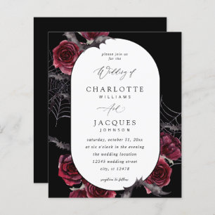 Budget Red Rose Halloween Bats Wedding- Black