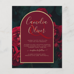 BUDGET Red Roses ForestGreen Winter Wedding INVITE Flyer