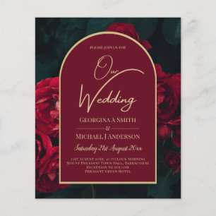 BUDGET Red Roses ForestGreen Winter Wedding INVITE Flyer