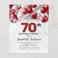 Budget Red Silver Balloon Glitter 70th Birthday