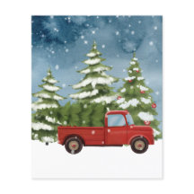 BUDGET Red Truck Photo Christmas Tree Card