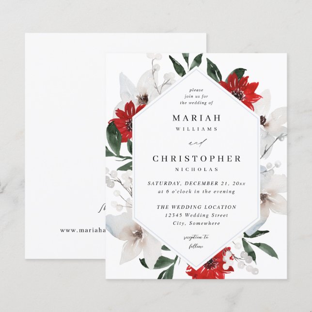 Budget Red & White Christmas Floral Wedding  (Front/Back)