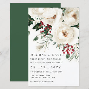 Budget Red White Christmas Wedding Invitation