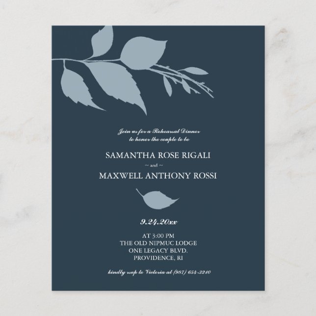 Budget Rehearsal Dinner Blue Invitations Flyer (Front)