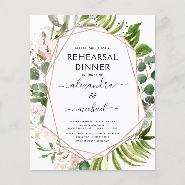 Budget Rehearsal Dinner Eucalyptus Greenery Flyer (Front)