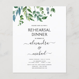 Budget Rehearsal Dinner Foliage Greenery Elegant Flyer