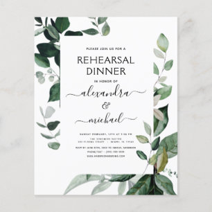 Budget Rehearsal Dinner Foliage Greenery Elegant I Flyer