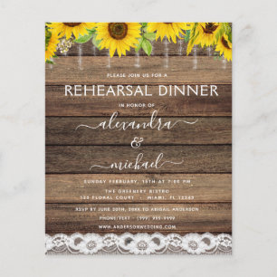 Budget Rehearsal Dinner Sunflower Rustic  Flyer
