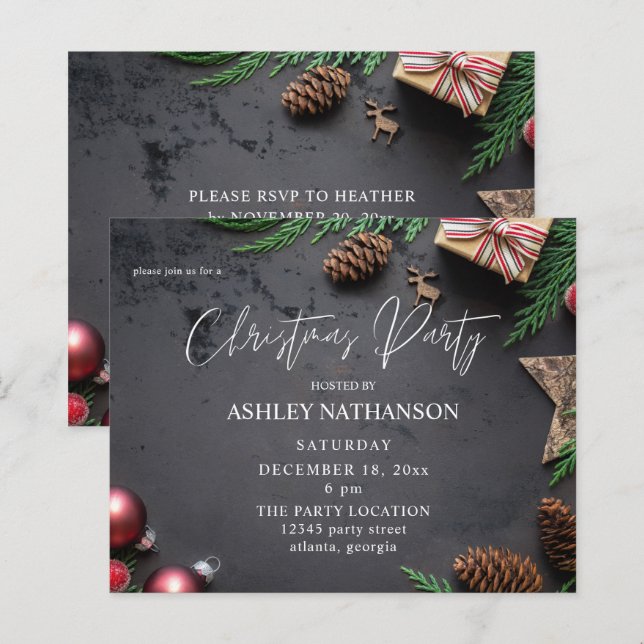 Budget Reindeer & Pine Rustic Christmas Party (Front/Back)
