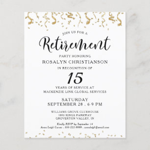 Budget Retirement Party Confetti Script Invitation