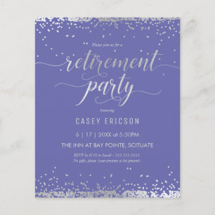 Budget Retirement Party Invite - Silver, Purple Flyer
