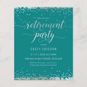 Budget Retirement Party Invite - Silver, Teal Flyer