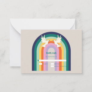 Budget Retro 70s Arch Rainbow RSVP Card