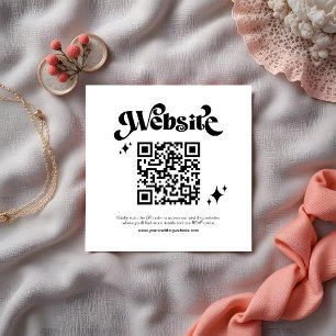 Budget Retro Black Script QR Code Wedding Website Enclosure Card