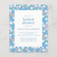 Budget Retro Boho Blue Ditsy Floral Bridal Shower