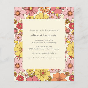 Budget Retro Boho Pink Yellow Floral Wedding