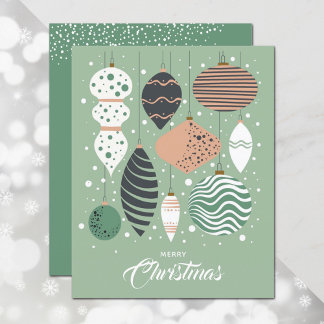 Budget Retro Christmas Tree Ornaments Holiday Card