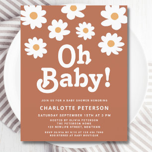 Budget Retro Daisy Baby Shower Invitation