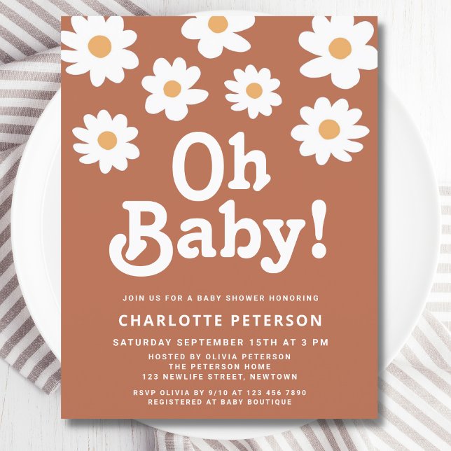 Budget Retro Daisy Baby Shower Invitation  (Creator Uploaded)