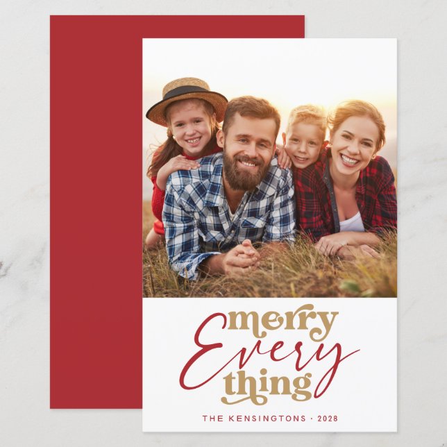 Budget Retro Merry Everything Holiday Photo  (Front/Back)