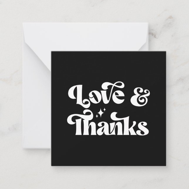Budget Retro Modern Love and Thanks Wedding Card (Front)