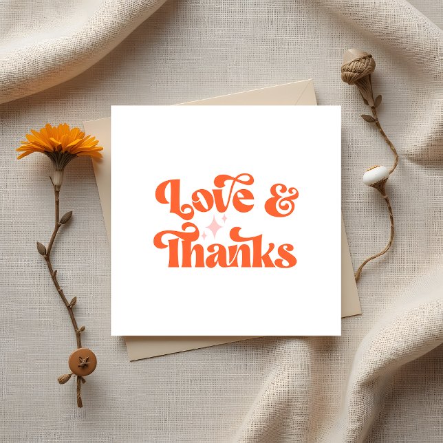 Budget Retro Orange Love and Thanks Wedding Card (Creator Uploaded)