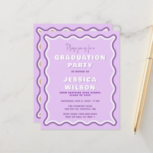 Budget Retro Purple Photo Graduation Invitation