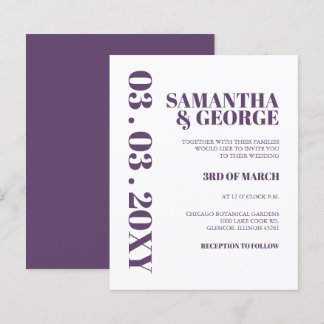 Budget Retro Purple Wedding Invitation