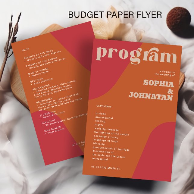 Budget retro wedding program template flyer (Creator Uploaded)
