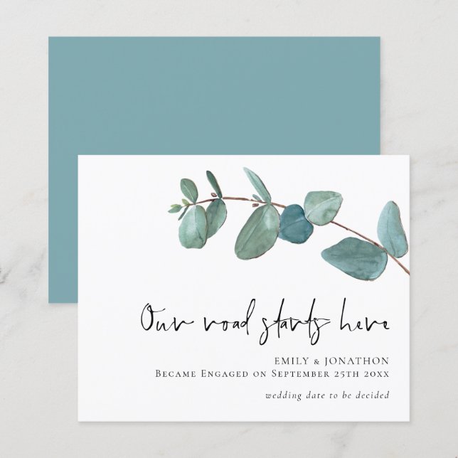 Budget Road Starts Here Eucalyptus Engagement (Front/Back)