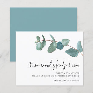 Budget Road Starts Here Eucalyptus Engagement