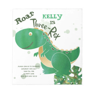 BUDGET Roar, Three-Rex Cute Dinosaur Invitation Notepad