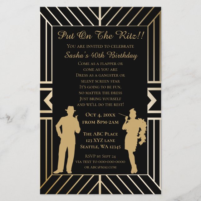 Budget Roaring 20 flapper girl gangster Invitation (Front)