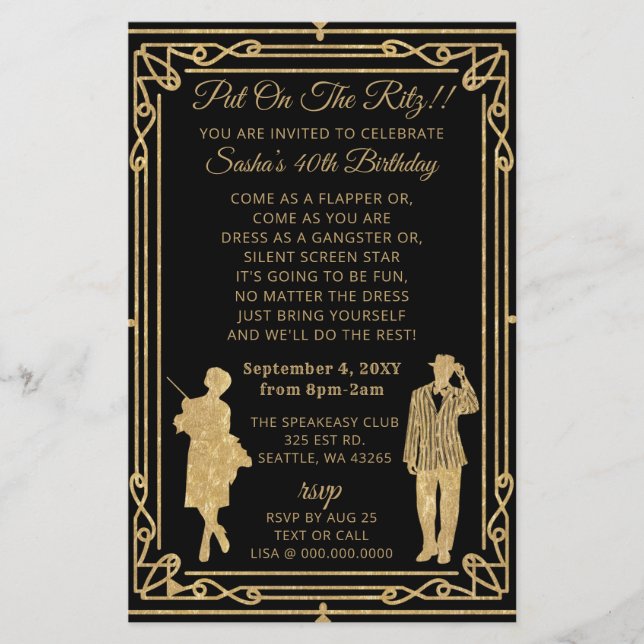Budget Roaring 20 flapper girl gangster Invitation (Front)
