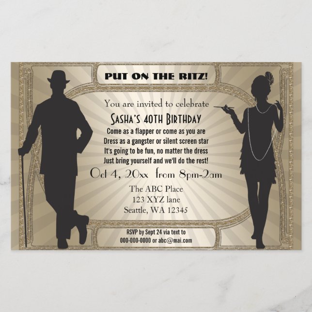 Budget Roaring 20 flapper girl gangster Invitation (Front)