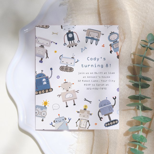 Budget Robot Birthday Party Invitation (Creator Uploaded)