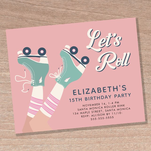 Budget Roller Skating Birthday Party Invitation (Creator Uploaded)