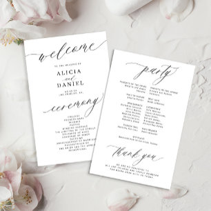 Budget romantic black and white wedding program