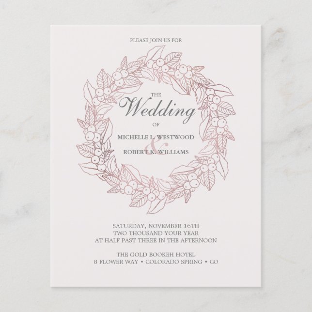 BUDGET Romantic Elegant Rose Gold Wreath Wedding (Front)