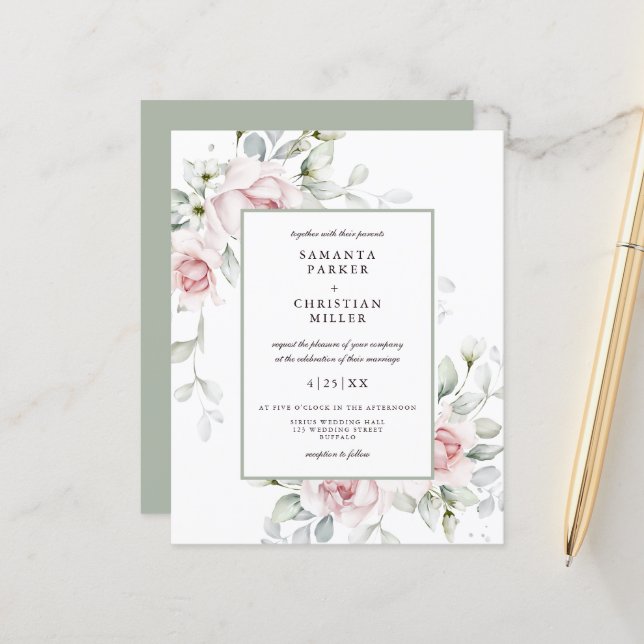 Budget Romantic | Floral  Wedding Flyer (Front/Back In Situ)