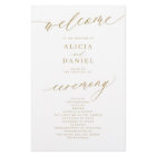 Budget romantic gold typography wedding program
