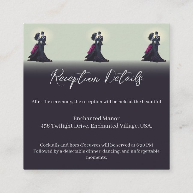 Budget Romantic Gothic Lovers Reception Details Enclosure Card (Back)
