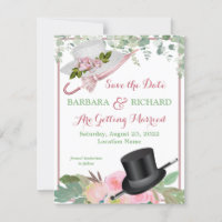 BUDGET Romantic Pink Rose Floral Wedding Save Date