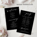 Budget romantic white and black wedding program flyer<br><div class="desc">Modern simple minimalist white script trendy solid black ceremony and party cheap BUDGET wedding program paper flyer template featuring chic trendy romantic elegant calligraphy. Easy to personalise with your custom text on both sides! PLEASE READ THIS BEFORE PURCHASING! This is a cheap budget program printed on a PAPER FLYER (advertising...</div>