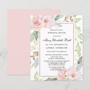 Budget Rose Floral Memorial Service Invitation
