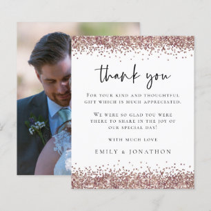 Budget Rose Glitter Photo Wedding White Thanks