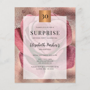 Budget rose gold 30th birthday party invitation