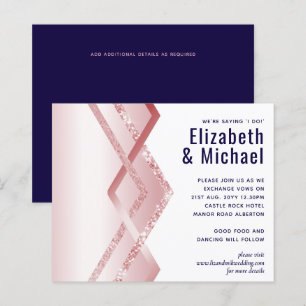 Budget Rose gold Art Deco Foil Look Navy Wedding