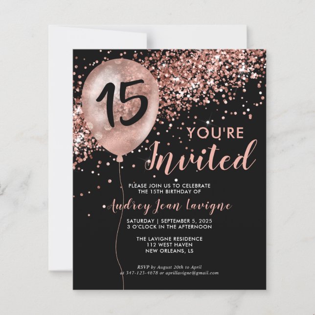 Budget Rose Gold Balloon Quinceanera Birthday (Front)