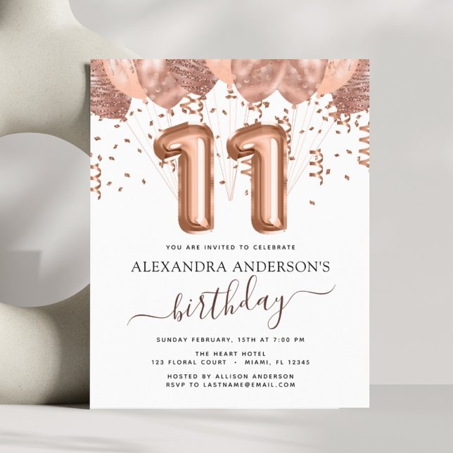 Budget Rose Gold Balloons 11th Birthday Party (Creator Uploaded)